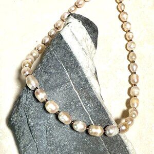 Genuine Pale Pink Freshwater Pearl Beaded Short Necklace